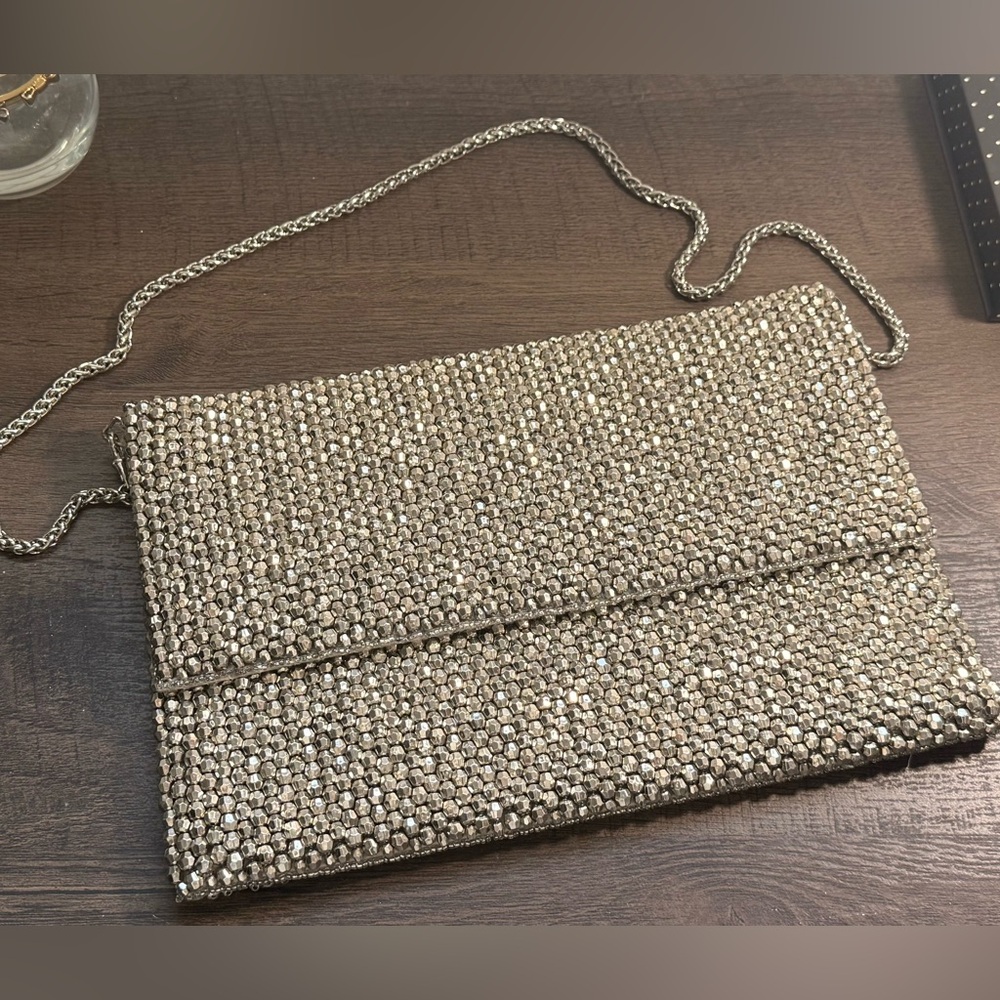 REISS London Sequin Gemstone crossbody purse with removable chain